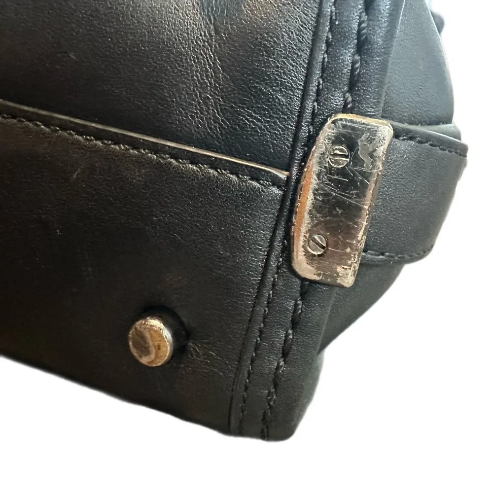 Coach Bandana Rivet Swagger 21 Black mini Leather Satchel Crossbody Bag Gunmetal - Picture 6 of 10